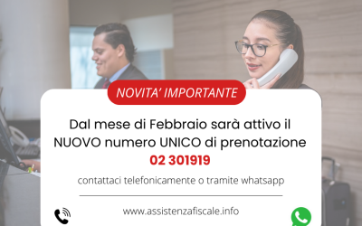 NUOVO numero unico di prenotazione 02 301919